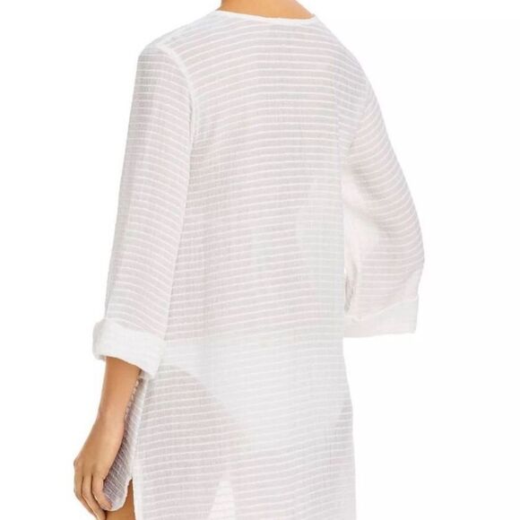 NWT J. Valdi Lace Up Shirt Swim Cover Up White - Picture 2 of 8